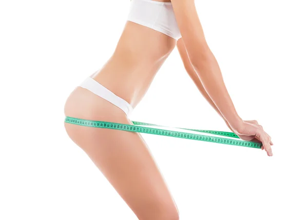 Woman measuring hips — Stock Photo, Image