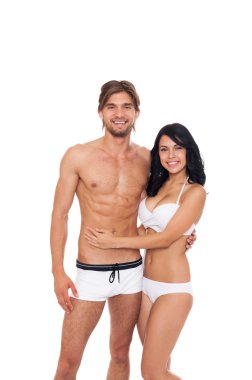 iki kucaklayan mayolar içinde