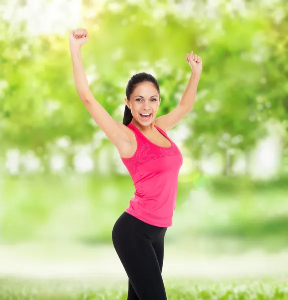 Deporte fitness mujer levantó el brazo — Foto de Stock