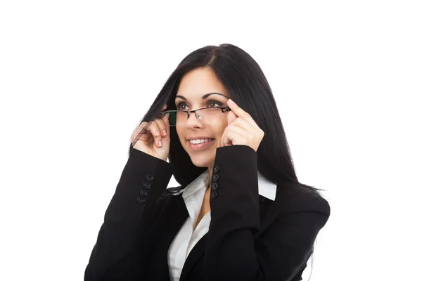 Attractive businesswoman wear black suit — Stock Photo, Image