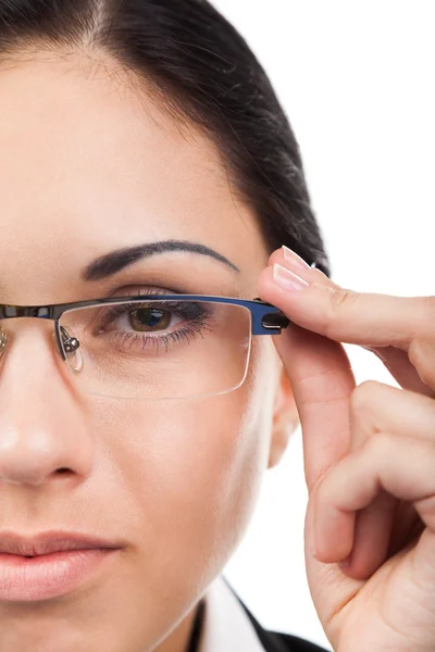 Cara de mujer de negocios con anteojos — Foto de Stock