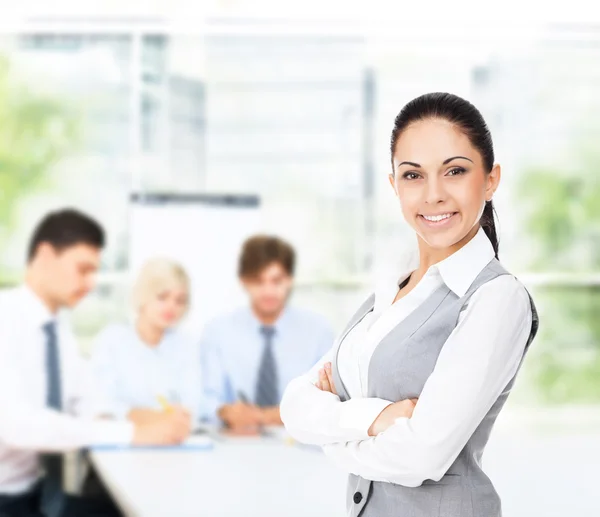 Businesswoman with colleague — Stock Photo, Image