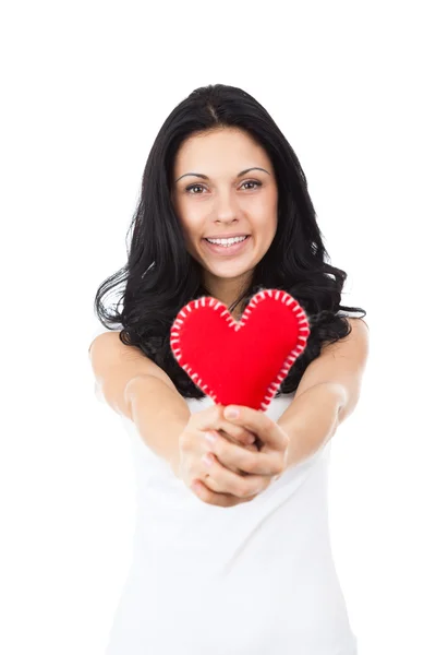 Attractive brunette girl holding heart Stock Photo