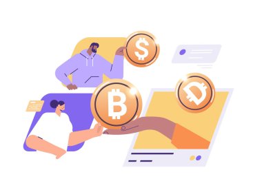 Altın kripto sikkeler tutan iş adamları kripto para madenciliği sanal para dijital para birimi engelleme zinciri