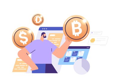İş adamı elinde altın kripto para tutuyor kripto para madencilik sanal para dijital para engelleme