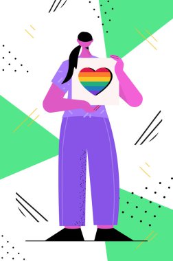 Gökkuşağı kalpli lezbiyen LGBT geçit töreni gurur festivali transseksüel aşk konsepti