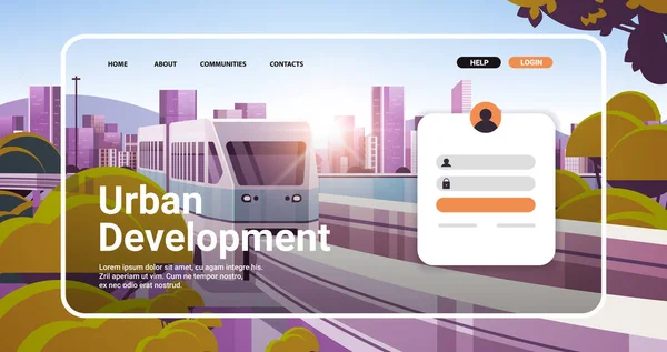 Desenvolvimento urbano website landing page template cityscape background horizontal copy space — Vetor de Stock