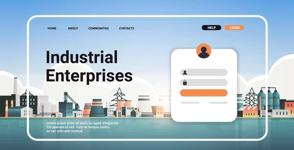 Portal de empresas industriales página web plantilla fábricas zona plantas de fabricación centrales eléctricas — Archivo Imágenes Vectoriales