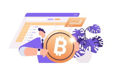 İş adamı elinde altın kripto para tutuyor kripto para madencilik sanal para dijital para engelleme