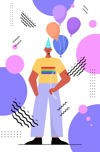Gayové ve slavnostním klobouku slaví transgender milostný průvod LGBT komunitní koncept — Stockový vektor
