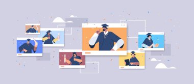 Yüksek lisans öğrencileri akademik diploma diplomasını kutlayan mutlu mezunlar.