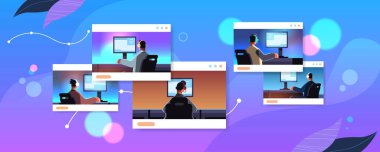 Sanal oyuncular elektronik spor yarışması konseptinde çevrimiçi video oyunları oynuyorlar.