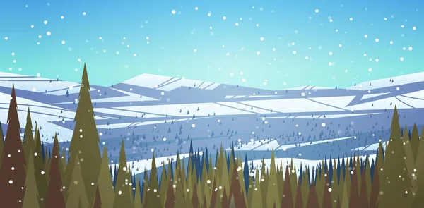 Karlı dağlar kış tatili kayak merkezi konsepti Güzel manzara yatay arka plan — Stok Vektör