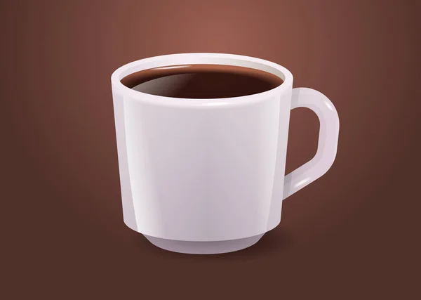 Café realista en taza blanca caliente americano bebida horizontal — Vector de stock