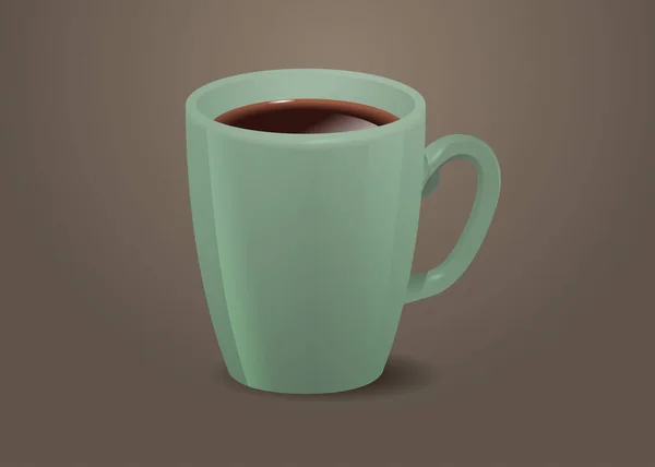 Реалистичный кофе в чашке горячий американский напиток горизонтальный — стоковый вектор