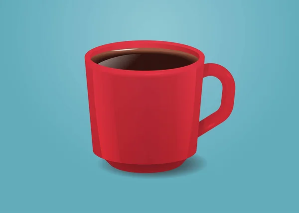 Café realista em copo vermelho bebida americana quente —  Vetores de Stock