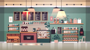 Modern kafenin içi boş. Hiçbir insan restoranı düz yatay değil.