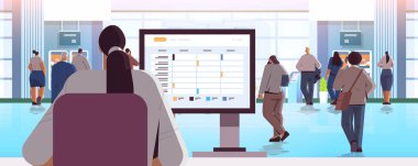 İş kadını, iş konsepti ofis içindeki bilgisayar izleme zaman yönetimi organizasyonunda ajandasını kullanıyor