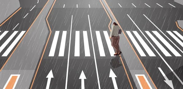 悲しい女落ち込んでる男が横断歩道で孤独感うつ病性障害問題精神保健疾患 — ストックベクタ