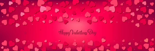 Feliz día de San Valentín celebración amor pancarta volante o tarjeta de felicitación con corazones rojos horizontal — Archivo Imágenes Vectoriales