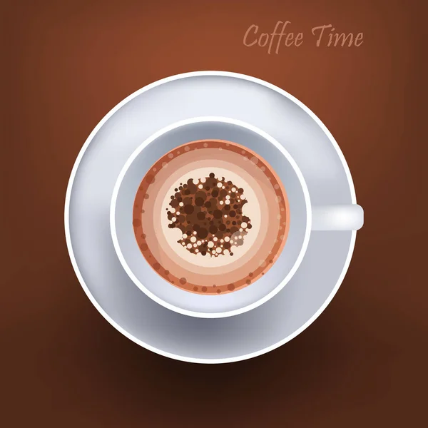 Realistic cappuccino hot americano drink coffee break concept —  Vetores de Stock