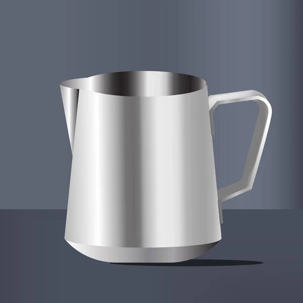 Realistico ferro creamer caffettiera utensili concetto — Vettoriale Stock