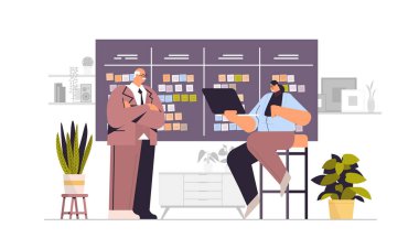 İş adamları, ajanda toplantısı planı zaman yönetimi konseptine randevu vermeyi planlıyorlar