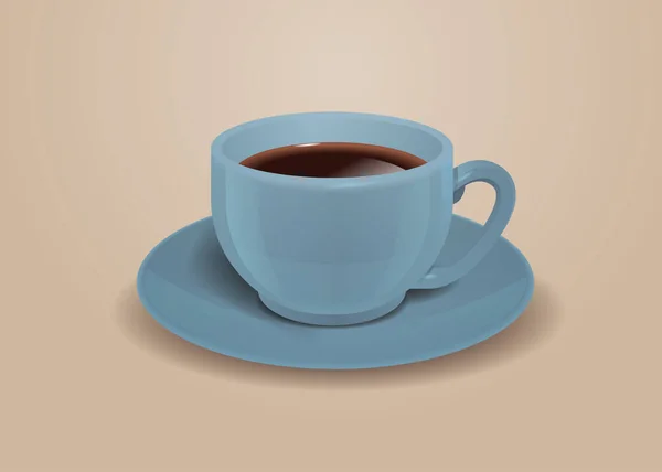 Caffè realistico in tazza caldo americano bevanda orizzontale — Vettoriale Stock