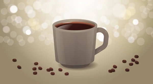 Realistischer Kaffee in weißer Tasse heißes amerikanisches Getränk horizontal — Stockvektor