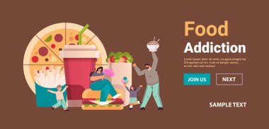 Mutlu aile abur cubur yer sağlıksız beslenme abur cubur bağımlılığı fast food konseptini durdurur