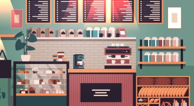 Modern kafenin içi boş. Hiçbir insan restoranı düz yatay değil.