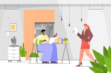 Ofiste çalışan iş adamları yarış işadamlarını dijital cihazlar kullanarak karıştırıyor.