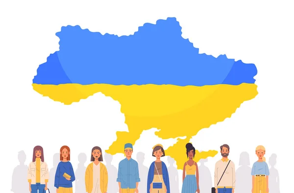 ウクライナ周辺の人々ウクライナの平和のために祈るロシアからウクライナを救う戦争の概念 — ストックベクタ