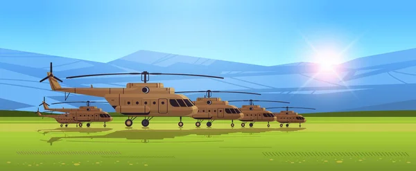 Helicópteros de ataque camuflados transporte de batalla especial concepto de equipo militar detener la guerra contra Ucrania — Archivo Imágenes Vectoriales