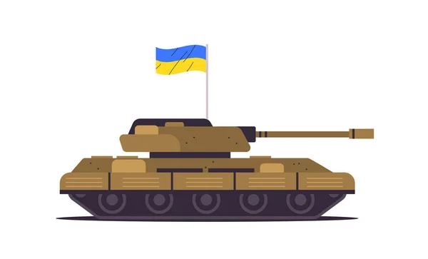 Ukrainian tank with flag special battle transport military equipment heavy armored fighting vehicle concept — Stockový vektor