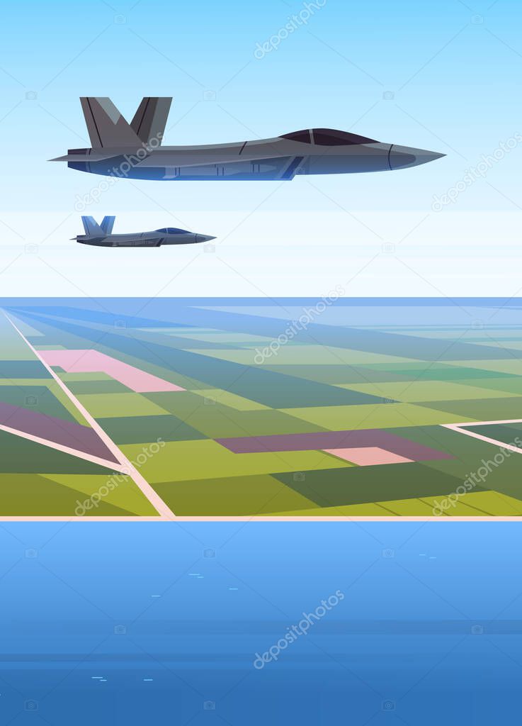 Ukrainian strategic jet fighters flying in sky special battle transport military equipment concept stop war against Ukraine