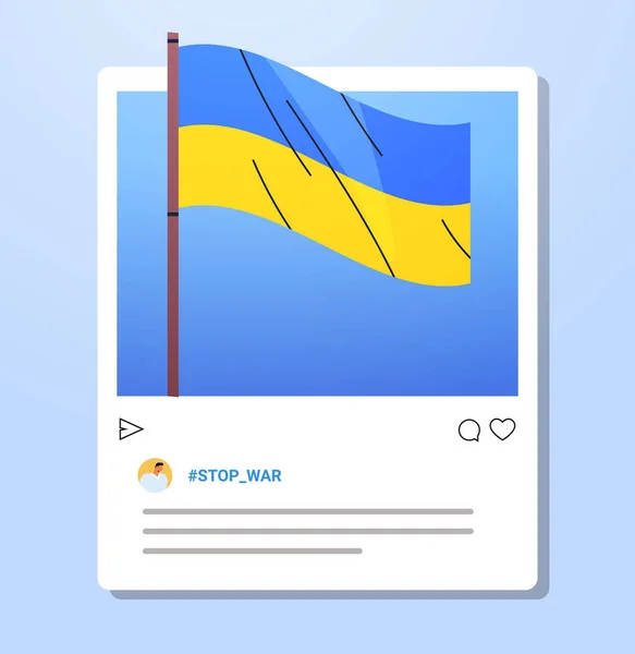 Social-Media-Post mit ukrainischer Flagge beten für den Frieden in der Ukraine retten Ukraine vor Russland Stopp Krieg Konzept — Stockvektor