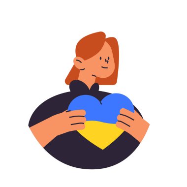 Ukrayna 'yı Rusya' dan kurtarmak için Ukrayna 'ya dua eden mavi kalpli Ukraynalı kadın savaş kavramını durdurun.