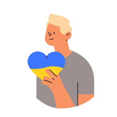 Ukrayna 'yı Rusya' dan kurtarmak için Ukrayna 'ya dua eden mavi kalpli Ukraynalı kadın savaş kavramını durdurun.