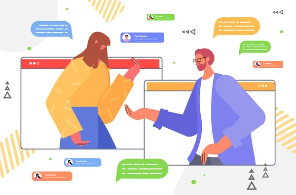 Empresarios Las Ventanas Del Navegador Web Discutir Durante Reunión Virtual — Archivo Imágenes Vectoriales