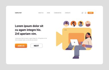 mix race businesspeople having conference meeting business people discussing during video call webinar online communication concept horizontal copy space vector illustration