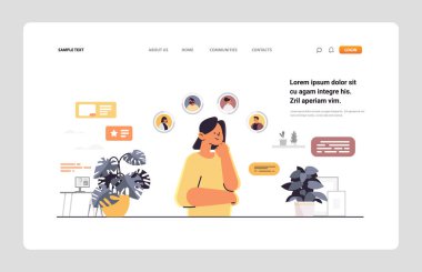 mix race businesspeople having conference meeting business people discussing during video call webinar online communication concept horizontal copy space vector illustration