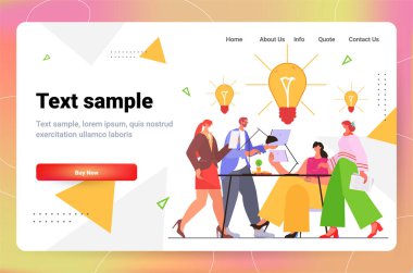 businesspeople brainstorming during meeting teamwork creative idea successful project concept horizontal copy space full length vector illustration