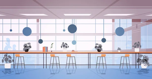 Moderne Coworking Area Büroeinrichtung Leer Keine Menschen Offener Raum Schrankraum — Stockvektor