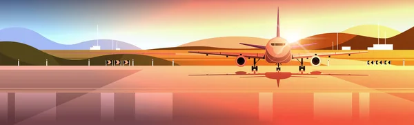 Airport Terminal Aircraft Flying Plane Taking International Transportation Traveling Concept — Vector de stock