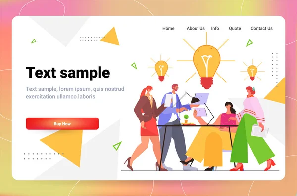 Бізнесмени Мозковий Штурм Під Час Зустрічі Командна Робота Креативна Ідея — стоковий вектор