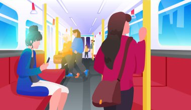 Ukraynalı mülteciler metroda hareket eden şeyler Ukrayna 'ya karşı Rus saldırısından kaçan savaş kavramını durduran yatay portre çizimleri