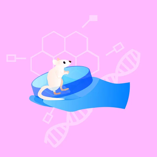 Experimental Rat Doctor Hand Glove Biological Genetic Engineering Research Concept — Stockvector