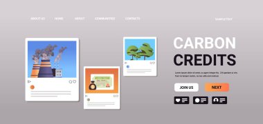 CO2 limit emisyon fikri net sıfır emisyon karbon kredi ofset konsepti yatay fotokopi alanı çizimi