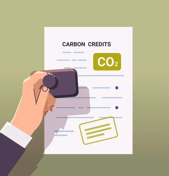 Human Hand Stamping Legal Document Co2 Limit Emissions Idea Net — 스톡 벡터